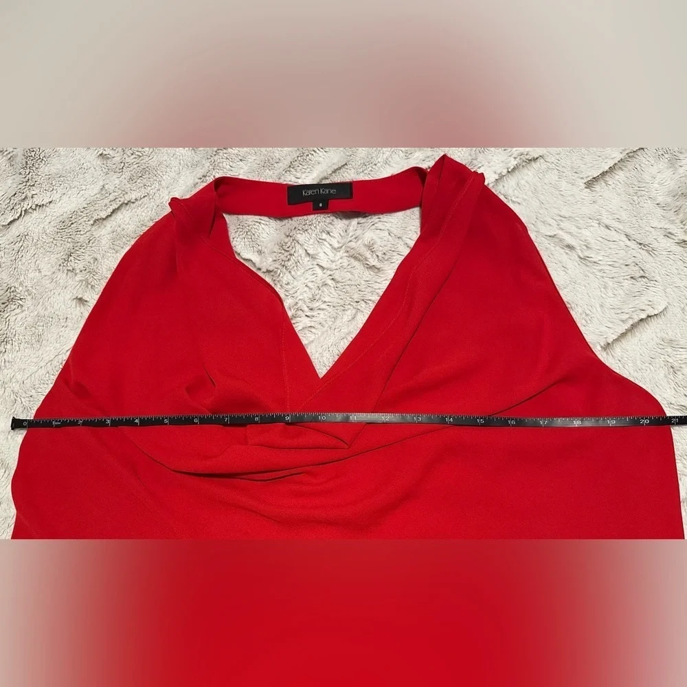 Karen Kane Vibrant Red Women's Draped Cowl Neck Top Blouse - Picture 3 of 8